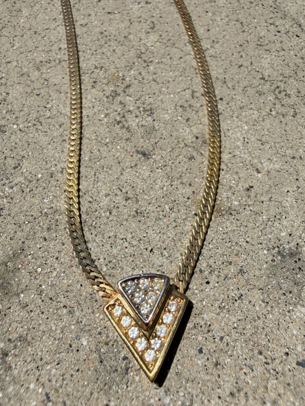Rare, Vintage Dior Gold-Tone V Chevron Necklace